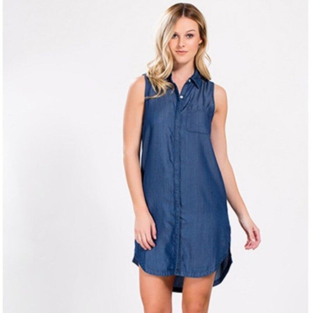 NWT‎ YMI Luxe Denim Dress XS Collared Button Front Western